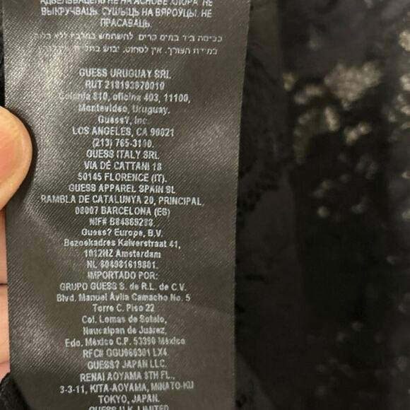 Guess Black Sheer Lace Square Neck Puff Sleeve Crop Top Whimsigoth Coquette M - Picture 12 of 12